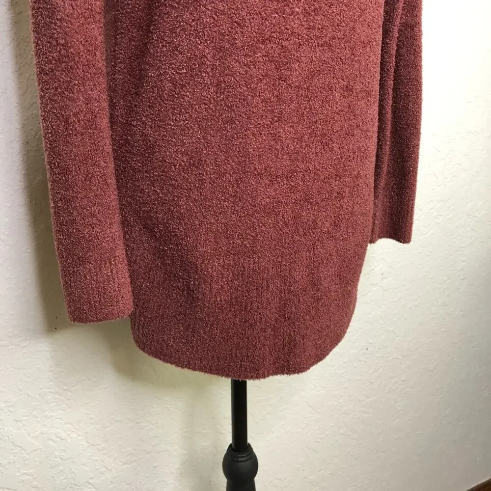 Barefoot Dreams CozyChic Lite maroon rust open front cardigan size Small
